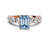 Rose gold Round Diamond Side Stone Engagement Ring with Six-Prong Setting