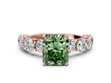 Rose gold Round Diamond Side Stone Engagement Ring with Six-Prong Setting