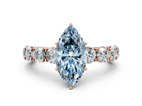 Rose gold Round Diamond Side Stone Engagement Ring with Six-Prong Setting