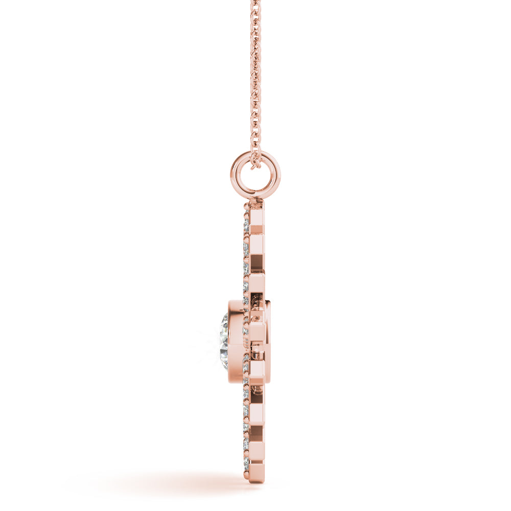 Rose gold Round Diamond Snowflake Pendant with Pavé Setting 2