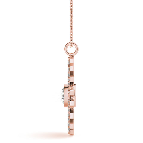 Rose gold Round Diamond Snowflake Pendant with Pavé Setting 2