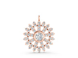 Rose gold Round Diamond Snowflake Pendant with Pavé Setting_6