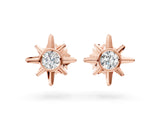 Rose gold Round Diamond Sol Starburst Stud Earrings_12