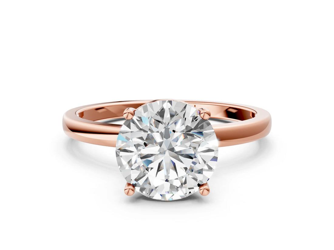 Rose gold Round Diamond Solitaire Ring with Classic Band and Four-Prong Setting_3