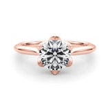 Rose gold Round Diamond Solitaire Ring with Classic Band and Six-Prong Setting 1