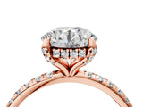 Rose gold Round Diamond Solitaire Ring with Four-Prong Setting and Pavé Band_10