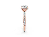 Rose gold Round Diamond Solitaire Ring with Four-Prong Setting and Pavé Band_8