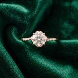 Rose gold Round Diamond Solitaire Ring with Pavé Accent Band and Four-Prong Setting_9
