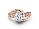 Rose gold Round Diamond Solitaire Ring with Prong Setting and Twisted Pavé Band_6