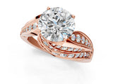 Rose gold Round Diamond Solitaire Ring with Prong Setting and Twisted Pavé Band_7