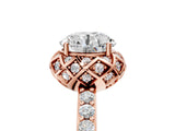 Rose gold Round Diamond Solitaire Ring with Shared Prong Pavé Band_143