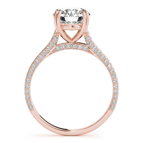 Rose gold Round Diamond Solitaire with Pave Band and Six-Prong Setting 1