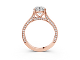 Rose gold Round Diamond Solitaire with Pave Band and Six-Prong Setting_35