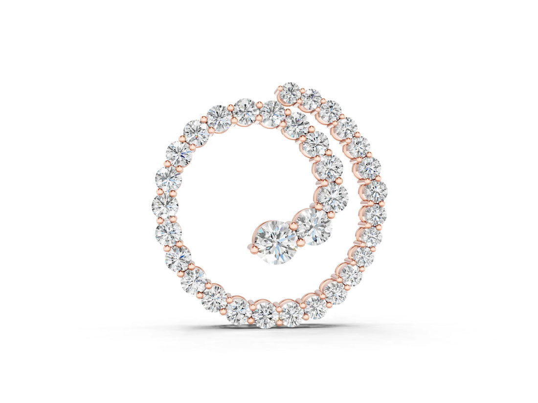 Rose gold Round Diamond Spiral Pendant with Prong Setting_21