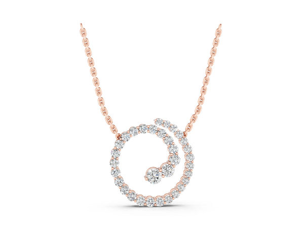 Rose gold Round Diamond Spiral Pendant with Prong Setting