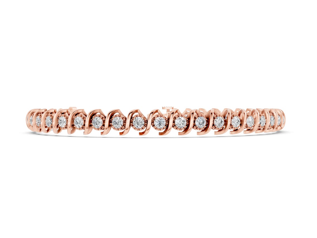 Rose gold Round Diamond Spiral Prong Tennis Bracelet_6