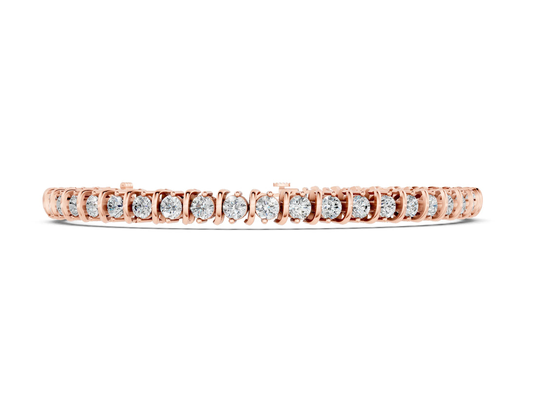 Rose gold Round Diamond Spiral Tennis Bracelet with Prong Setting_10