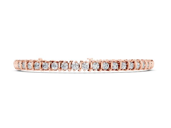 Rose gold Round Diamond Spiral Tennis Bracelet with Prong Setting