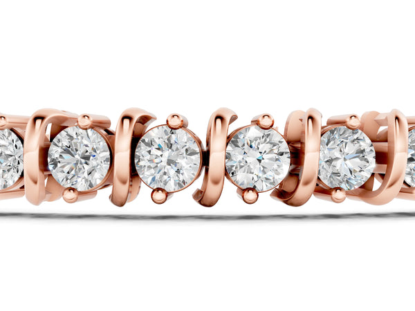 Rose gold Round Diamond Spiral Tennis Bracelet with Prong Setting