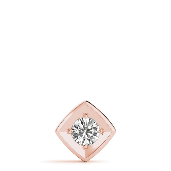 Rose gold Round Diamond Square Bezel Pendant 1