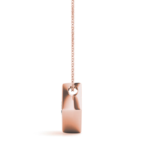 Rose gold Round Diamond Square Bezel Pendant 2