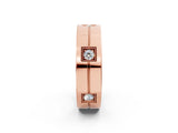 Rose gold Round Diamond Square Station Mens Band_2