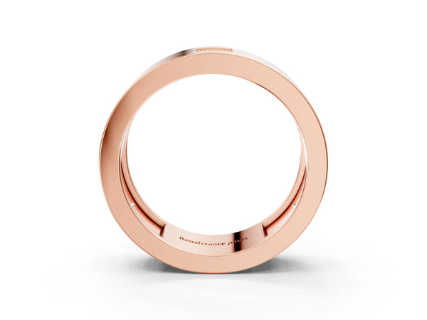 Rose gold Round Diamond Square Station Mens Band