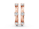 Rose gold Round Diamond Station Huggie Hoop Earrings_18
