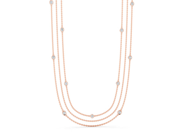 Rose gold Round Diamond Station Necklace