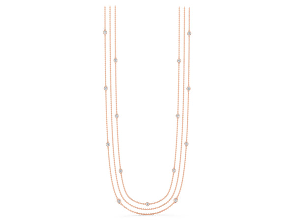 Rose gold Round Diamond Station Necklace