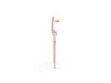 Rose gold Round Diamond Striped Teardrop Statement Drop Earrings_17
