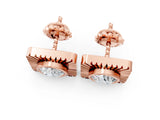 Rose gold Round Diamond Sunburst Square Stud Earrings_7
