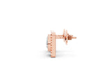 Rose gold Round Diamond Sunburst Square Stud Earrings_8