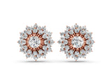 Rose gold Round Diamond Sunburst Stud Earrings