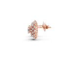 Rose gold Round Diamond Sunburst Stud Earrings_1
