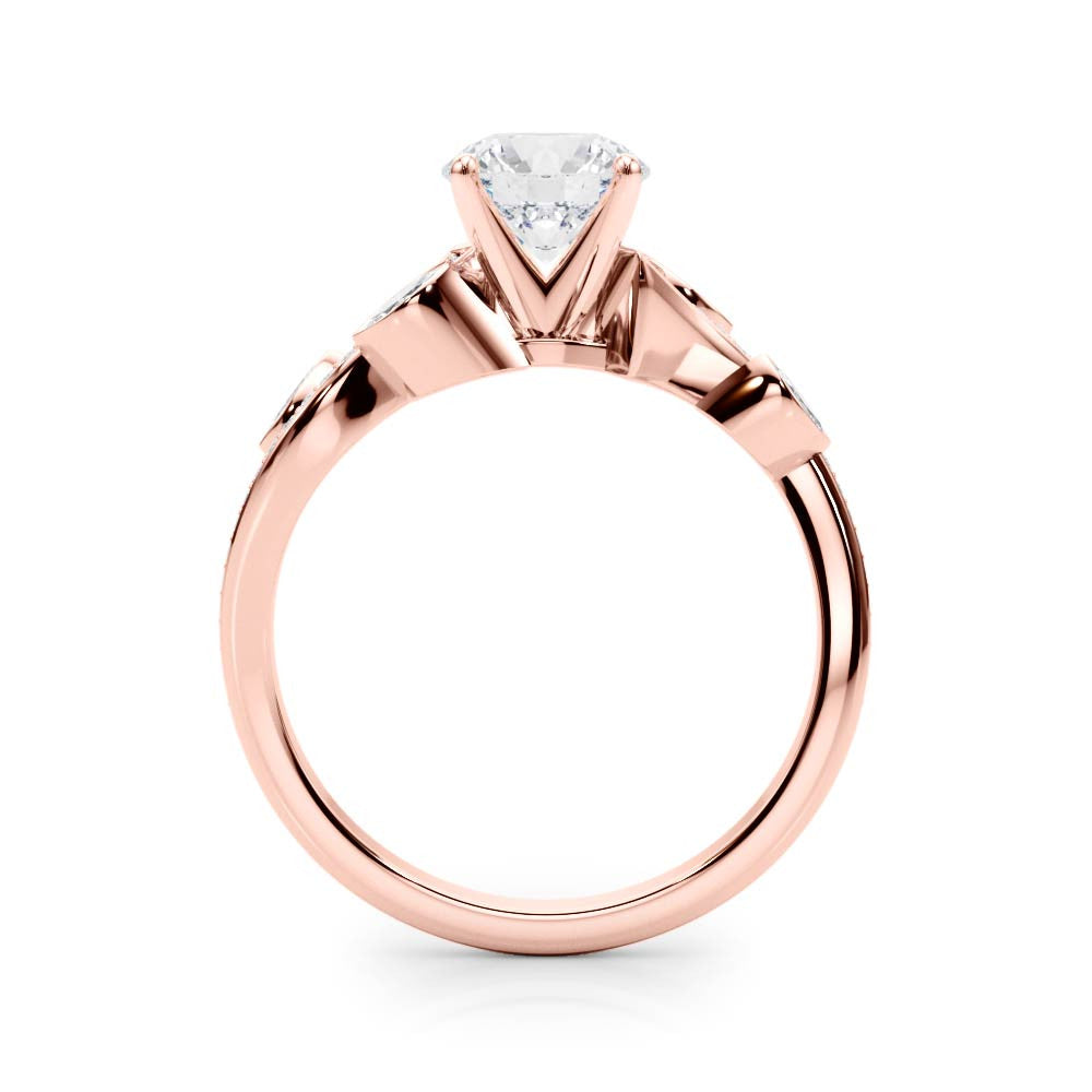 Rose gold Round Diamond Swirl Band with Prong Setting 2