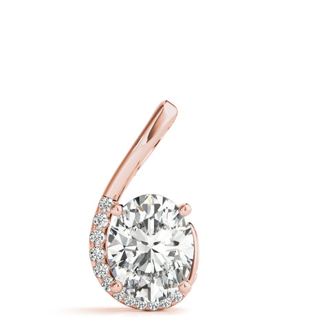 Rose gold Round Diamond Swirl Pendant with Prong Setting 1