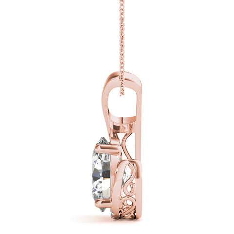 Rose gold Round Diamond Swirl Pendant with Prong Setting 2