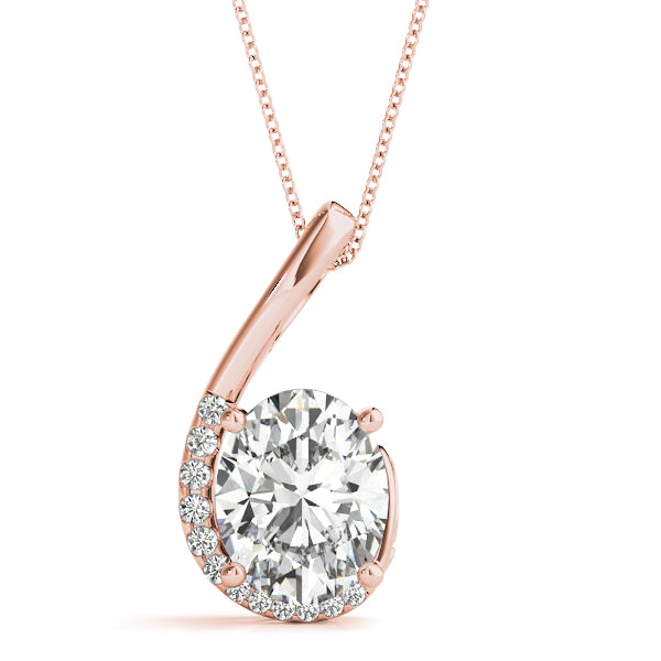 Rose gold Round Diamond Swirl Pendant with Prong Setting