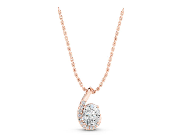 Rose gold Round Diamond Swirl Pendant with Prong Setting