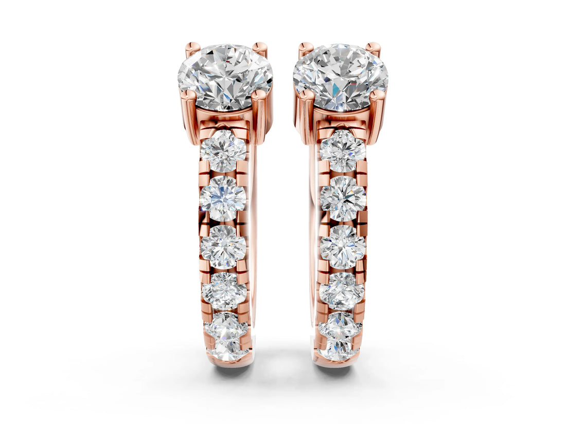 Rose gold Round Diamond Taylor Huggie Hoop Earrings