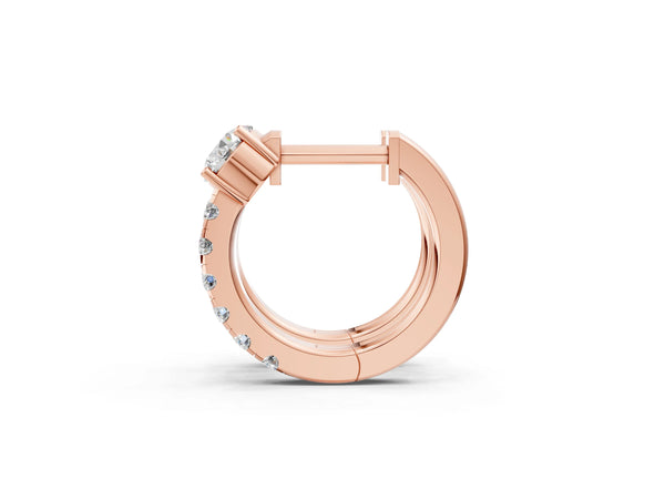 Rose gold Round Diamond Taylor Huggie Hoop Earrings