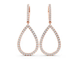 Rose gold Round Diamond Teardrop Drop Earrings
