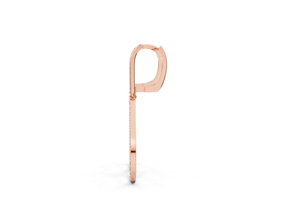 Rose gold Round Diamond Teardrop Drop Earrings