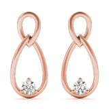 Rose gold Round Diamond Teardrop Earrings with Bezel Setting and Loop Band