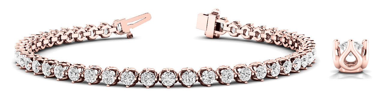 Rose gold Round Diamond Tennis Bracelet with Box Chain and Basket Prong Setting