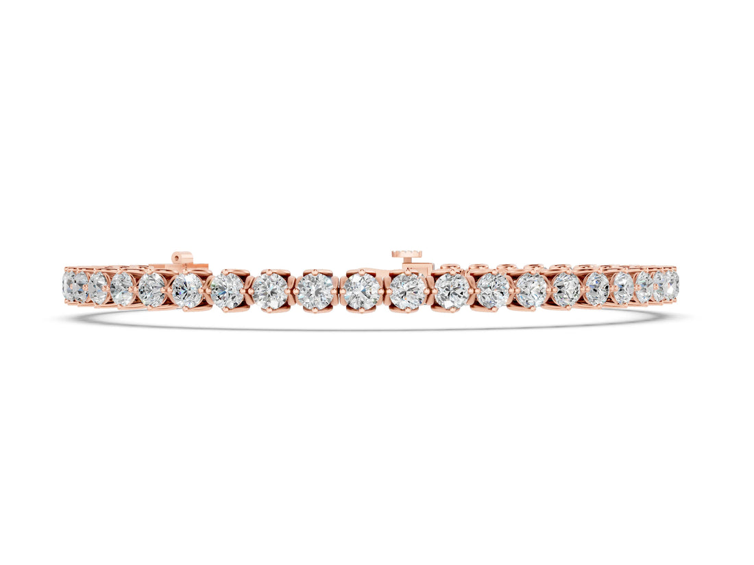 Rose gold Round Diamond Tennis Bracelet with Box Chain and Basket Prong Setting_2