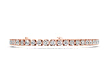 Rose gold Round Diamond Tennis Bracelet with Box Chain and Basket Prong Setting_2