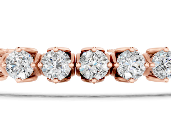 Rose gold Round Diamond Tennis Bracelet with Box Chain and Basket Prong Setting