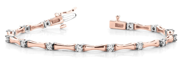 Rose gold Round Diamond Tennis Bracelet with Channel Set Stones and Four-Prong Setting